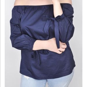 Off the shoulder top with ribboned arm detail